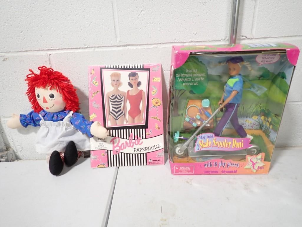 Doll Lot incl Barbie Paper Dolls, Talking Musical Skate Scooter Dani, Raggedy Ann (1 of 7)