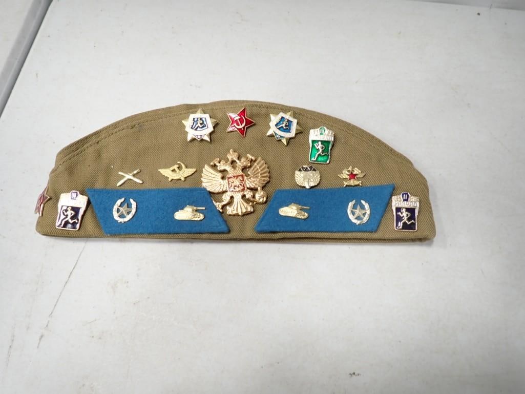 Vintage Russian / Soviet Union Military Hat with Several Pins and Patches (1 of 5)