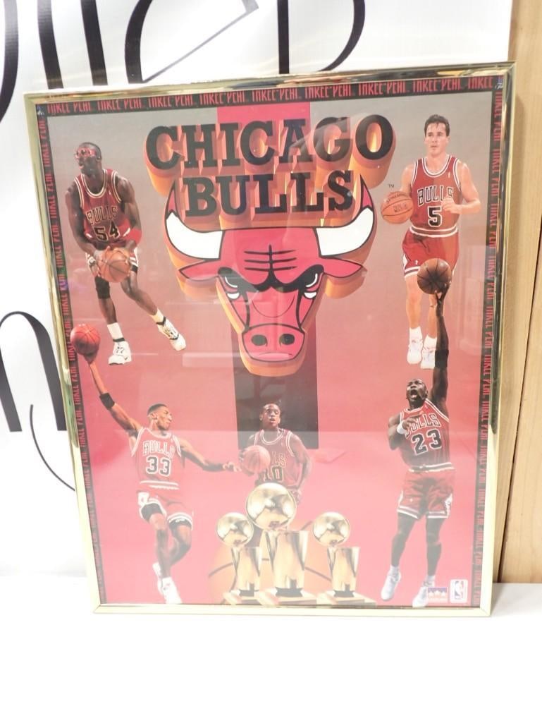 Framed 1990s Chicago Bulls Print 16" x 20" Michael Jordan is on it (1 of 4)