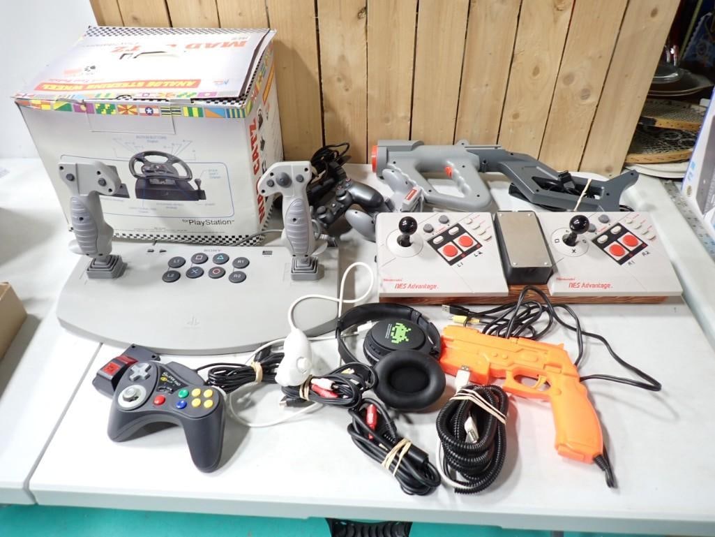 Video Game Accessory Lot incl Dual NES Advantage Controllers, Sony Playstation (1 of 11)