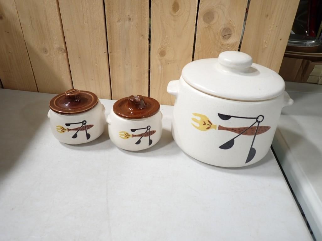 Vintage West Bend Stoneware Set Crocks or Canisters (1 of 6)