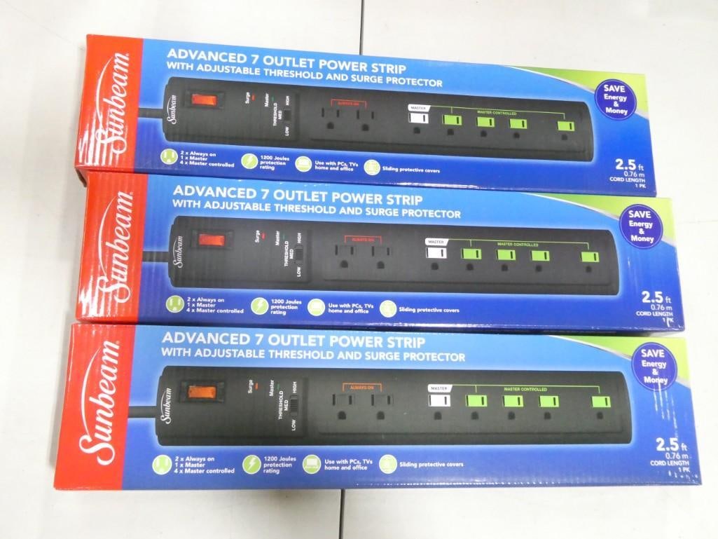 3 Sunbeam 7 Outlet Power Strips with Surge Protection (1 of 6)