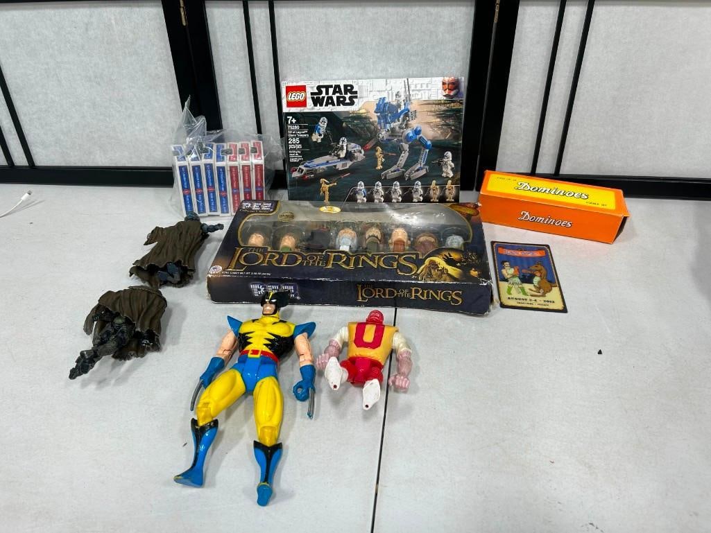 Toy Lot including Star Wars Lego, Lord of the Rings Pez, Playing Cards, Dominoes, Wolverine, Ghostbu (1 of 4)