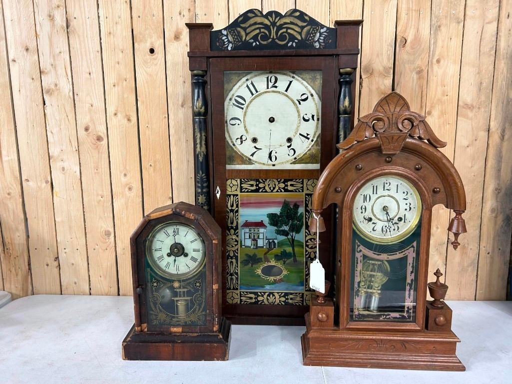 3 Vintage or Antique Mantel Clocks including New Haven Clock Company (1 of 15)