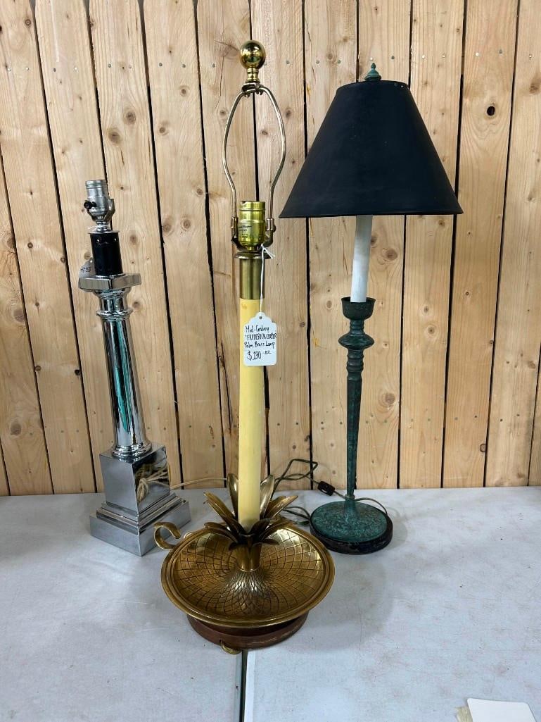 3 Lamps including Brass Base, Chrome, Frederick Cooper, etc: 3 Lamps including Brass Base, Chrome, Frederick Cooper, etc