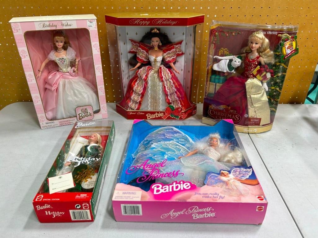 New in Box Barbie Doll Lot including Angel Princess, Holiday Joy, Birthday Wishes, Happy Holidays (1 of 4)
