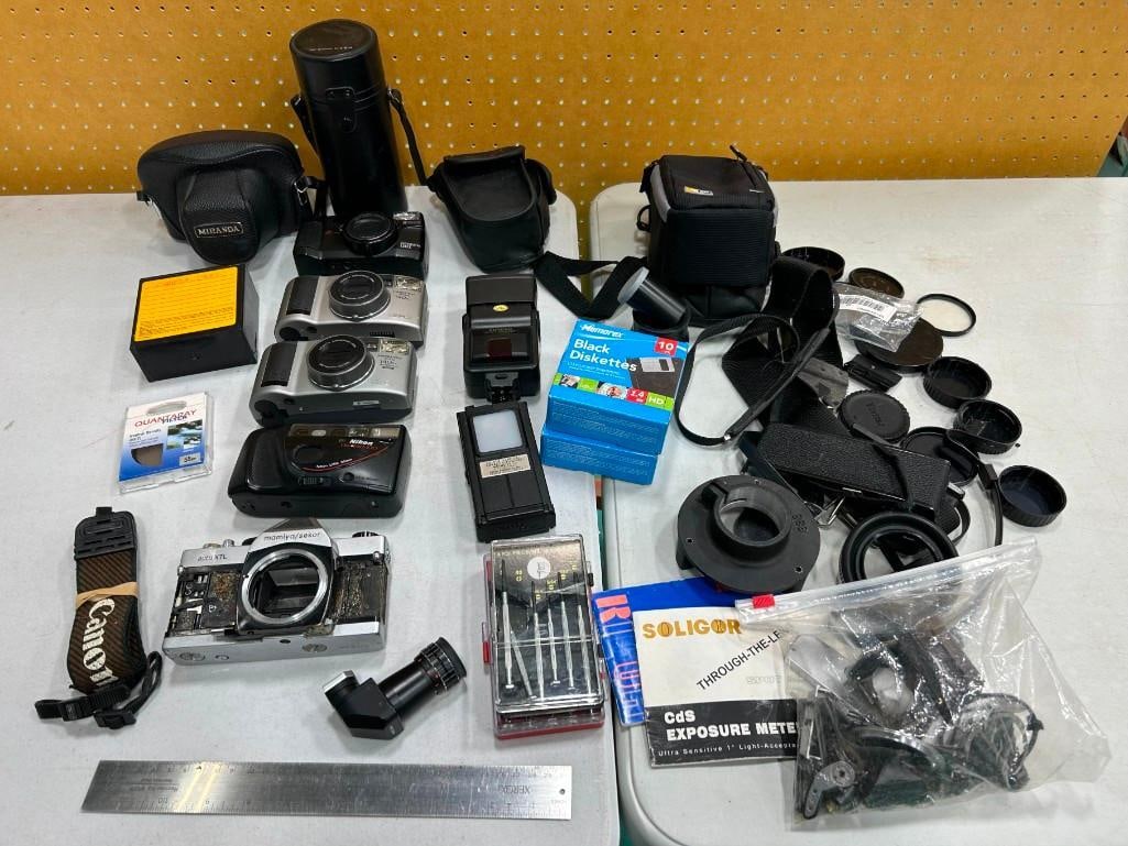 Camera Lot including Vintage, Nikon, Minolta, Cases, Accessories, tools, etc. (1 of 4)