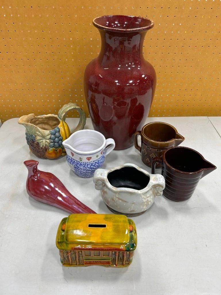 Ceramic Lot including Vase, Pitchers, Mugs, Decorative, etc. (1 of 9)