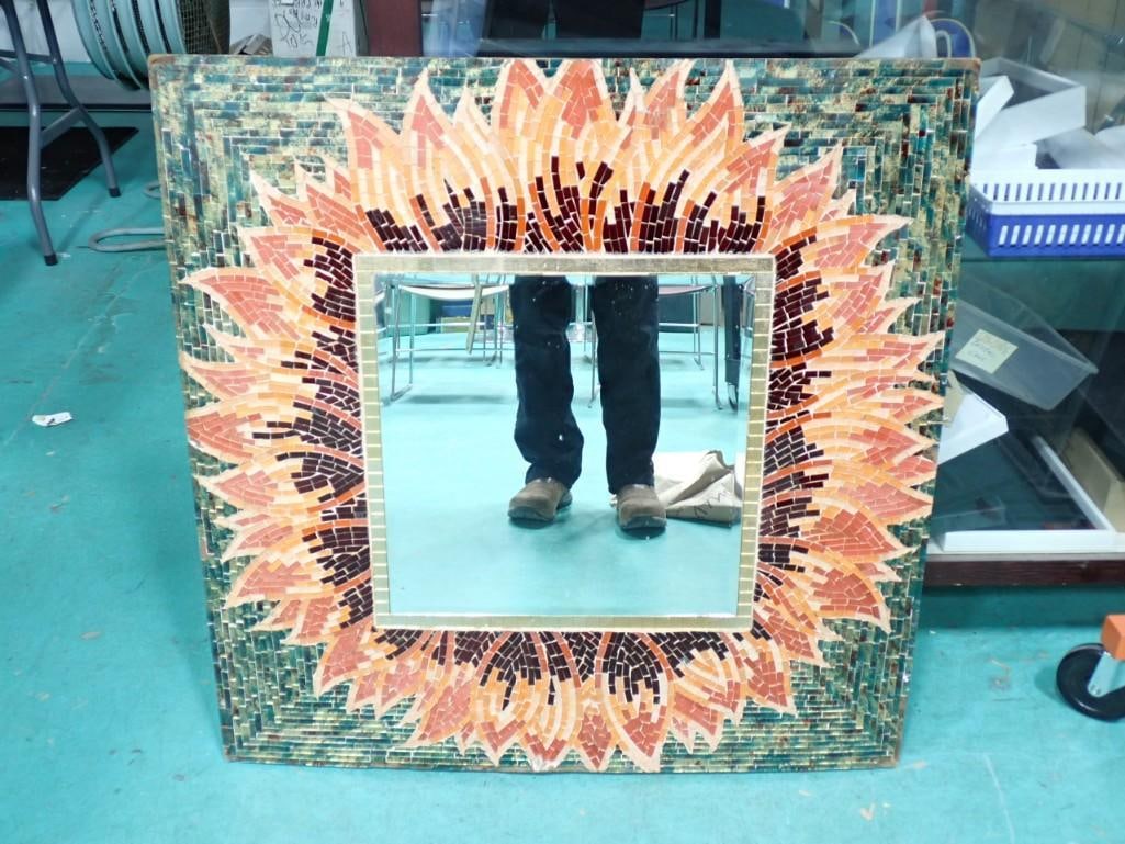 Large Heavy Mirror with glass tile design (1 of 5)