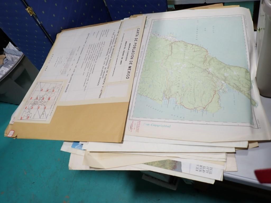 Huge Lot of Large Assorted Vintage Maps / Ephemera.  There's probably over 100 here (1 of 14)