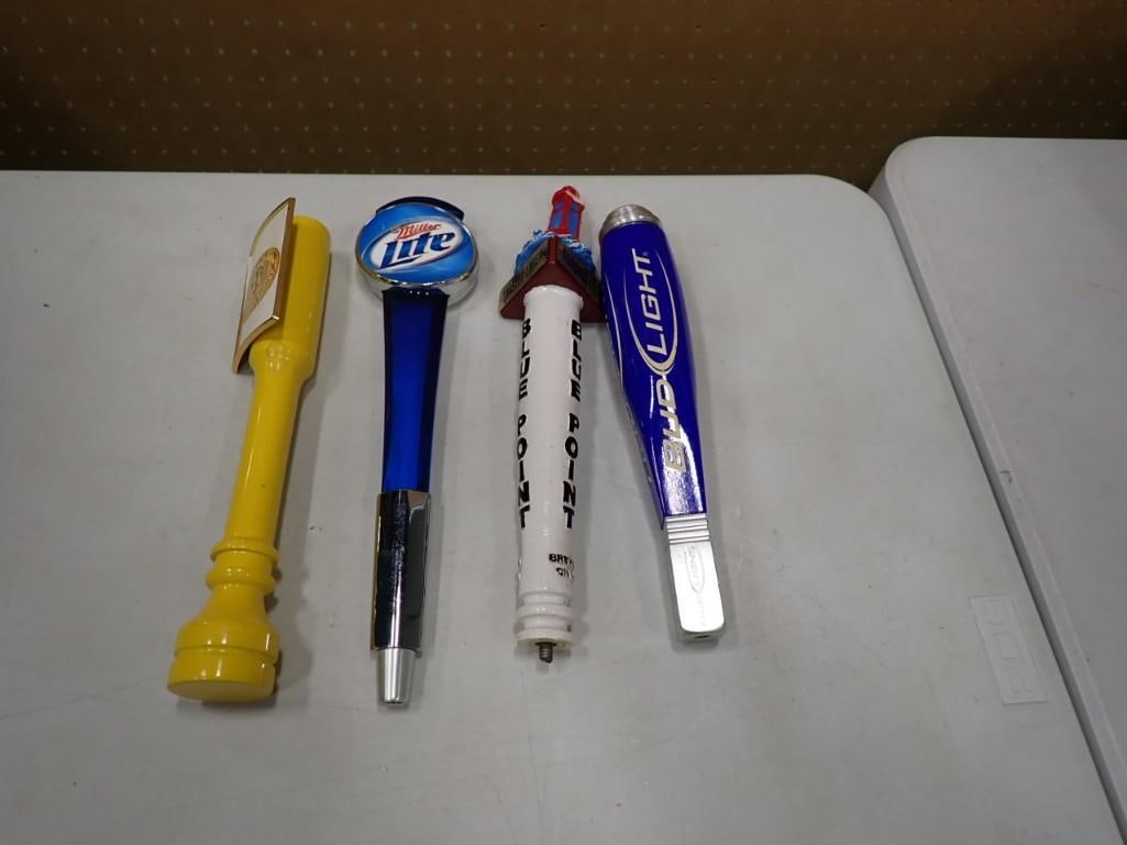 Lot of 4 beer tappers including Bud, Miller Light, Blue Point Toasted Lager, Anchor Steam (1 of 4)