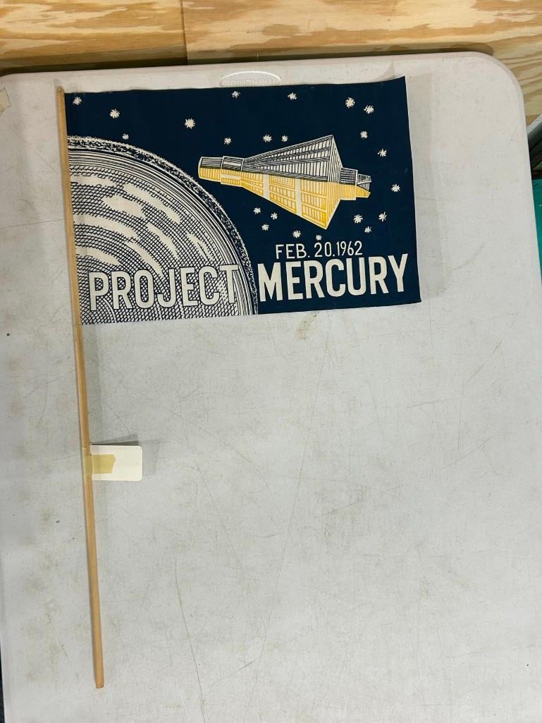 Vintage Project Mercury Flag / Banner - measures roughly 18x12" without the stick: Vintage Project Mercury Flag / Banner - measures roughly 18x12" without the stick