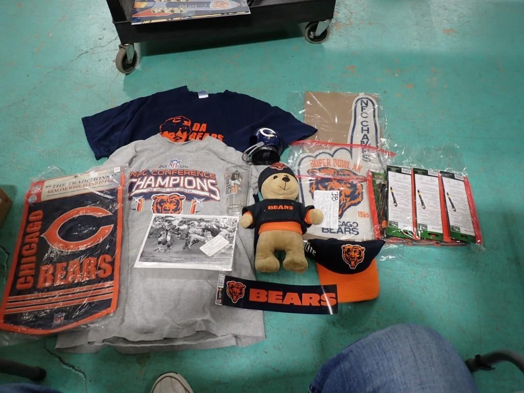 Chicago Bears lot including Helmets Pens, Hat, Plush, Bank, Flag, etc. (1 of 7)