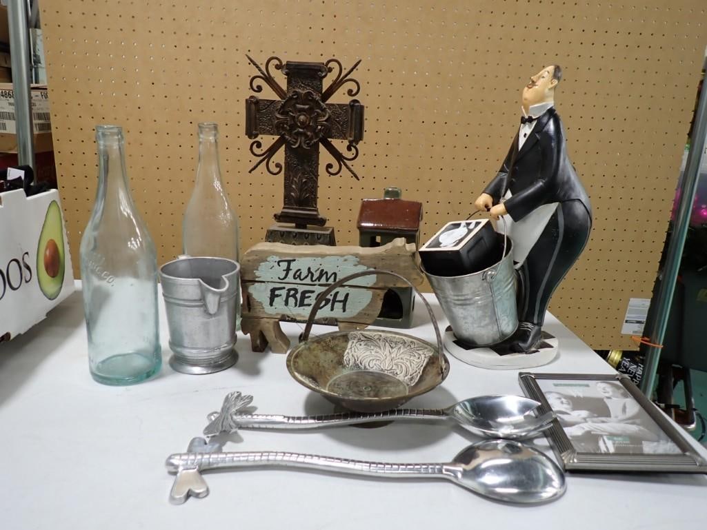 Kitchen Decor, etc. including Butler, Knickknack Jar, Cow, etc.: Kitchen Decor, etc. including Butler, Knickknack Jar, Cow, etc.