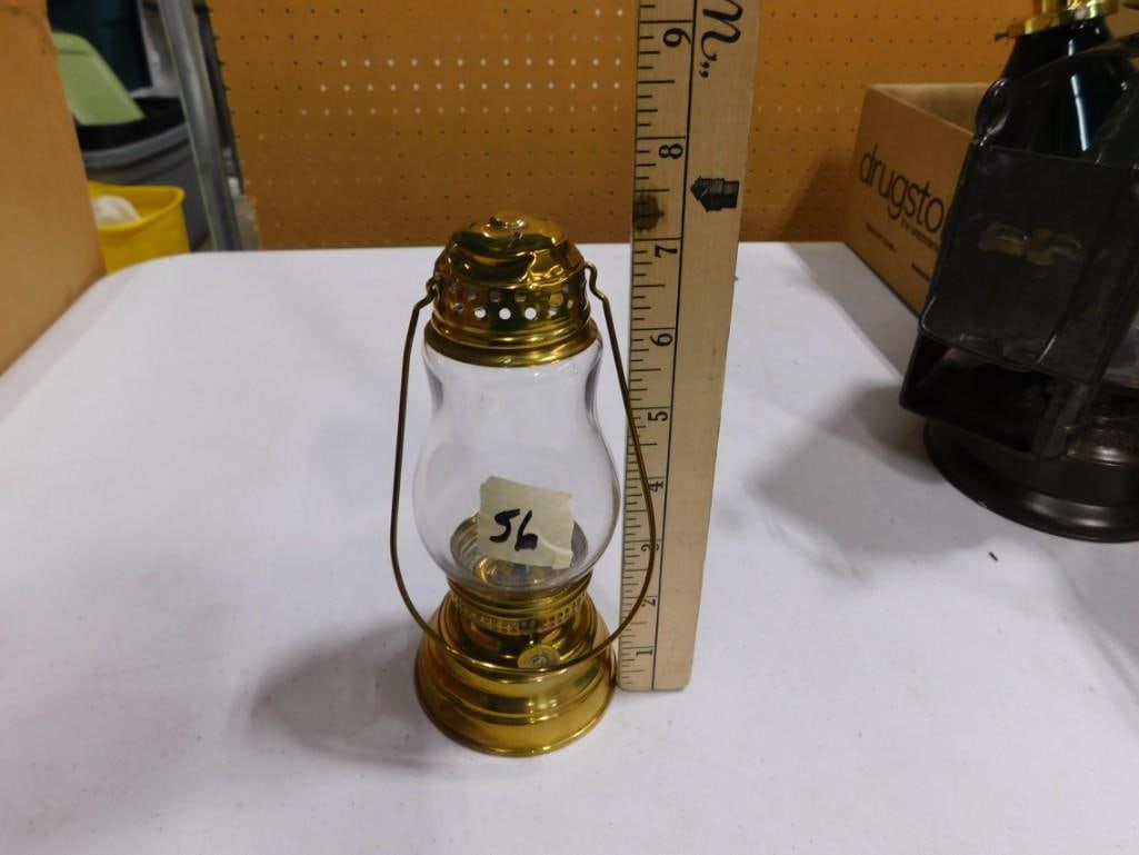 Waterbury Skaters Brass Lantern (Cracked Lens): Waterbury Skaters Brass Lantern (Cracked Lens)