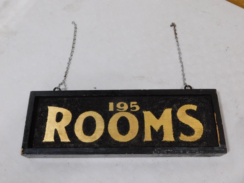 Antique Hotel / Motel Room Advertising Sign  - Gold Leaf on Wood and double sided (1 of 5)