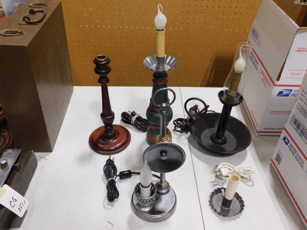 4 Primitive style Lamps and Candlestick holders (1 of 7)