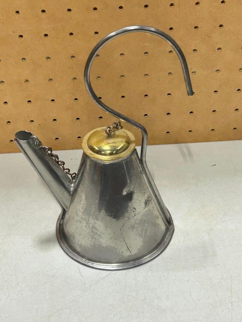 Miners Lamp with Brass Top: Old Antique Miners Lamp with Brass Top