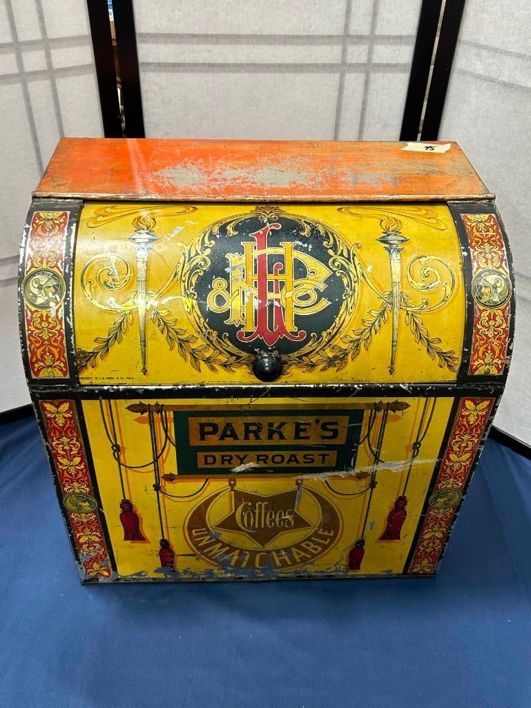 Parke's Dry Roast Coffee Unmatchable Large Tin Store Display (1 of 6)