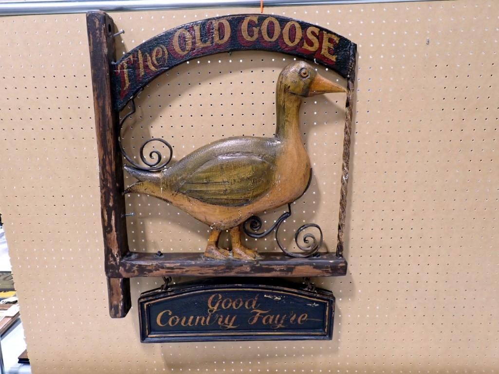 The Old Goose" Wood Carved Tavern Saloon Advertising Outdoor Sign 24" x 32 (1 of 12)