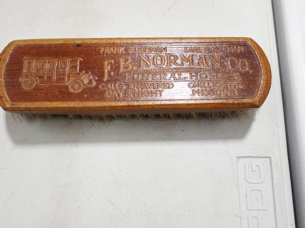 Antique Advertising Brush F.B. Norman Funeral Coach, Missouri (1 of 4)
