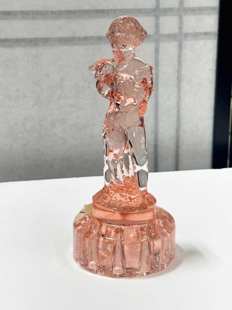 Cambridge Pink Depression Glass 9" Flower Frog "Two Kids" (1 of 5)