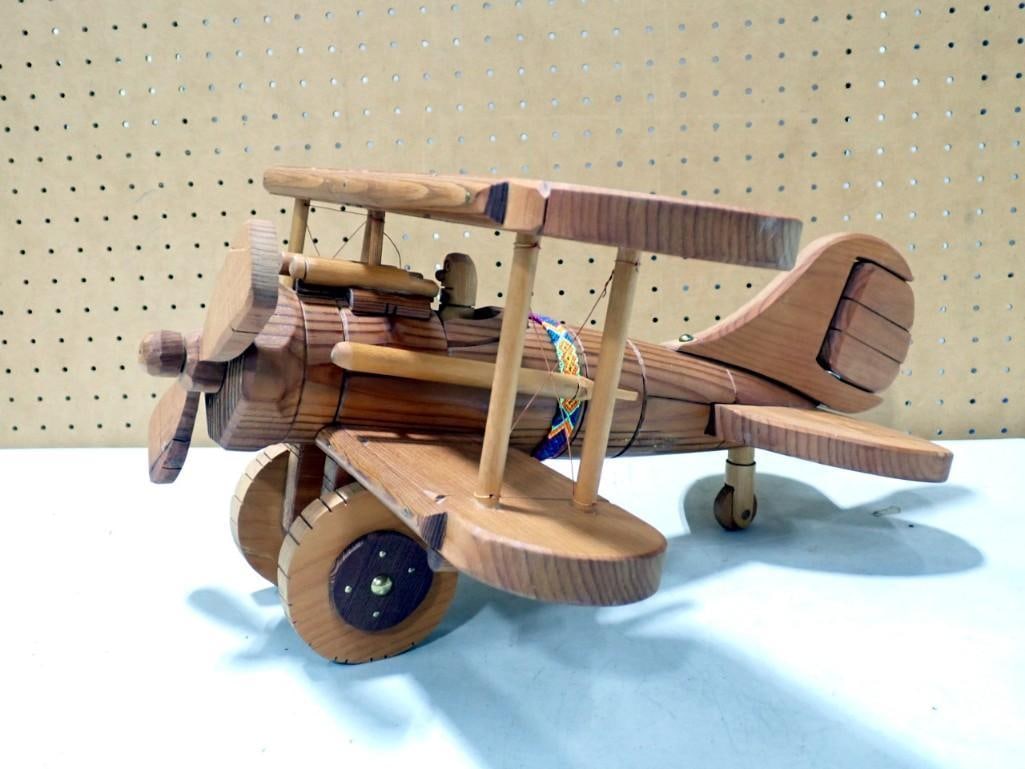 Fold Art Carved Wooden Airplane Biplane 18" x 20": Fold Art Carved Wooden Airplane Biplane 18" x 20"