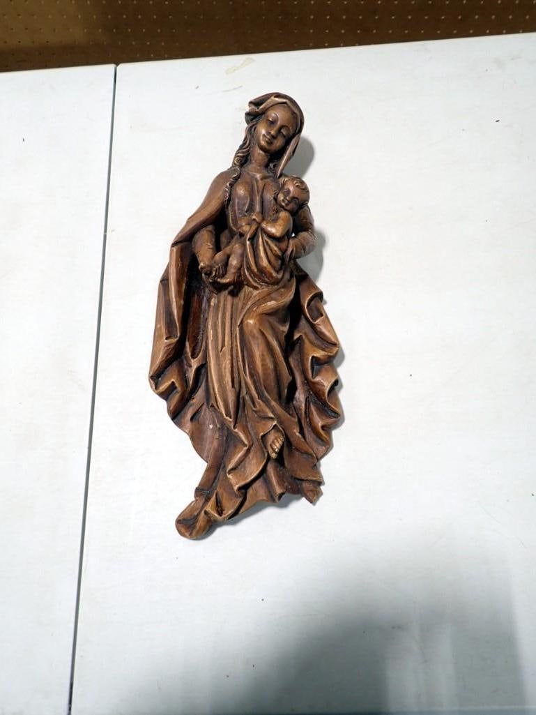 German Carved Virgin Mary Hanging Statue 19" (1 of 4)