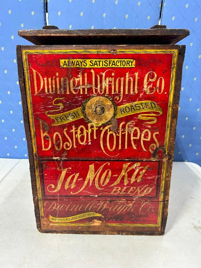 Dwinell Wright Co Boston Coffee Wood Box Antique Advertising (1 of 9)