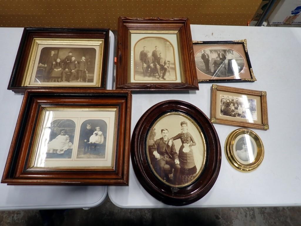 Lot of 7 Antique Framed Photos with Antique Frames (1 of 9)