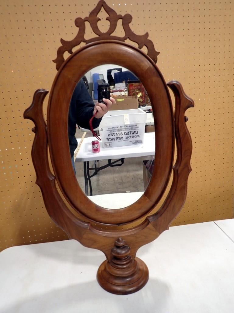Antique Victorian Carved Wood Dresser Mirror or Looking Glass (1 of 5)