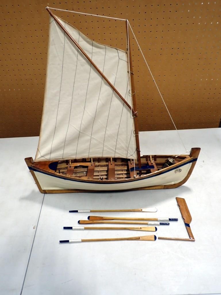 Wood Carved Pond Boat 28": Wood Carved Pond Boat 28"