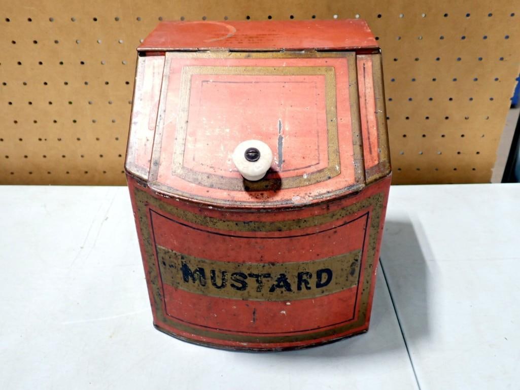 Antique Metal Store Display Mustard Tin General Store or Country Store (1 of 8)