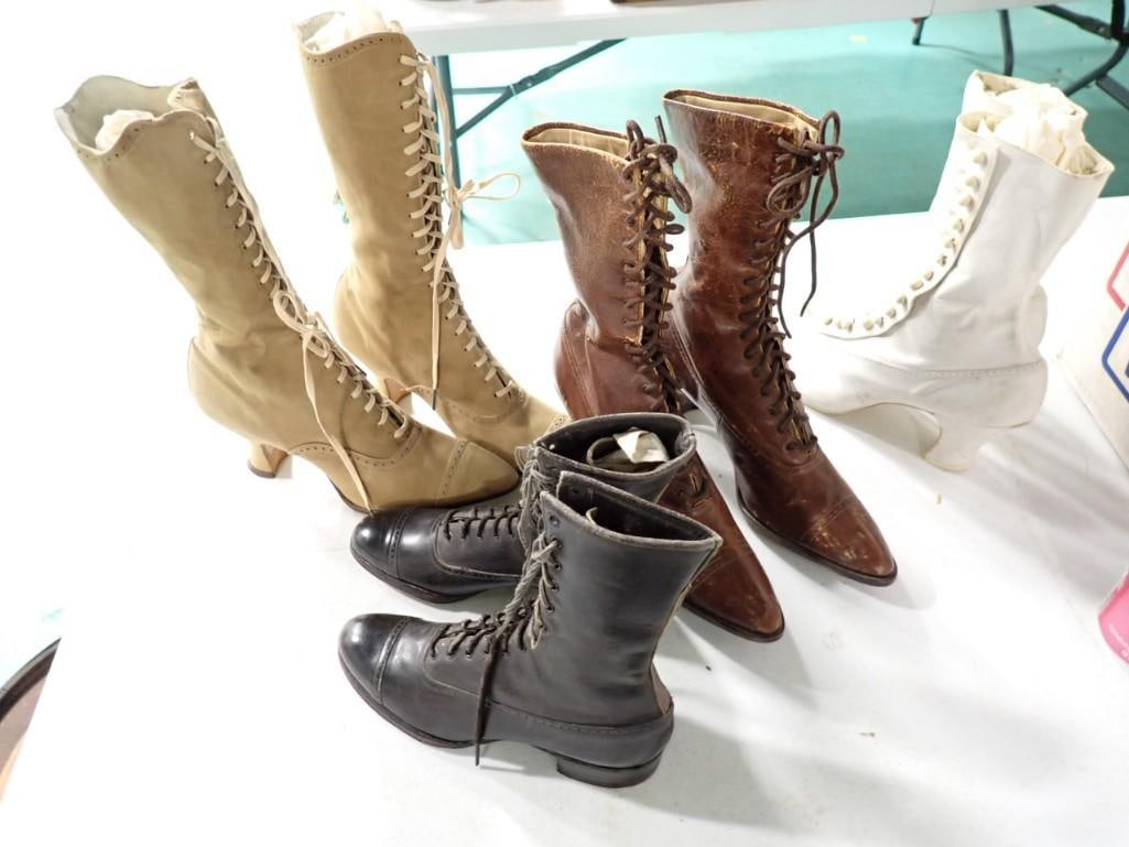 Lot of 4 Pair of Victorian or Edwardian Boots: Lot of 4 Pair of Victorian or Edwardian Boots