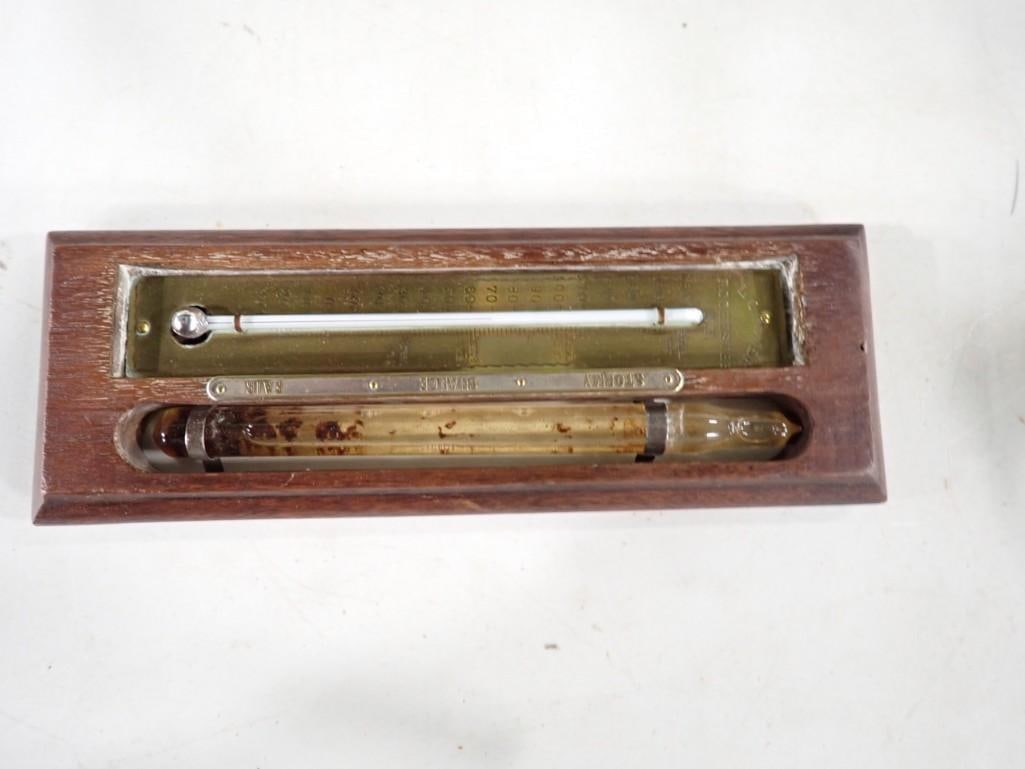 L.C. Tower Brass Weather Prognostigator with Thermometer 3" x 9": L.C. Tower Brass Weather Prognostigator with Thermometer 3" x 9"