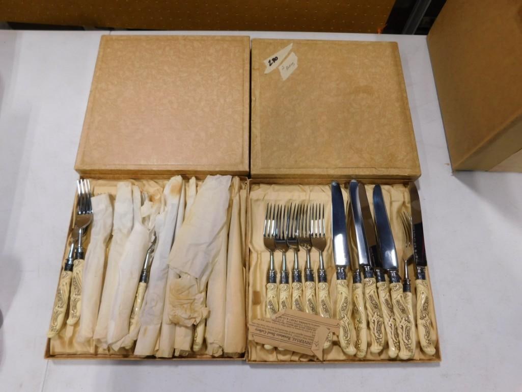 Landers Frary Clarck Universal Bone Handle Flatware - 11 Forks, 12 knives: Landers Frary Clark Universal Bone Handle Flatware - 11 Forks, 12 knives
