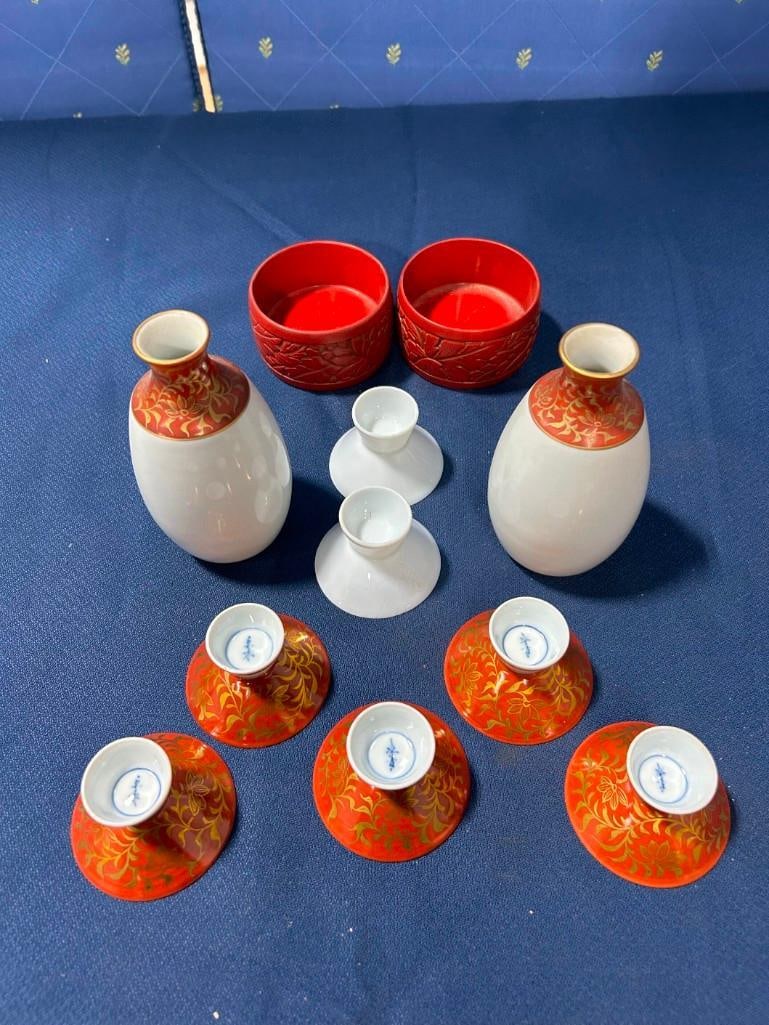 A Porcelain Signed Japanese Saki Set (1 of 5)