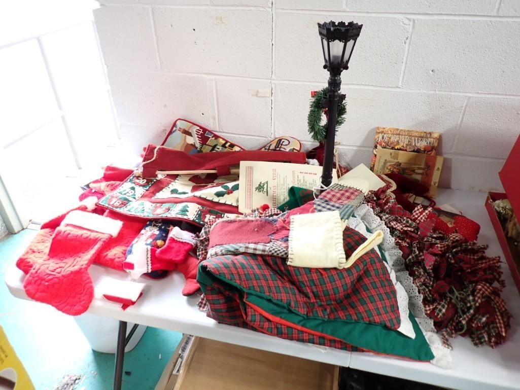 Lot of Vintage Christmas Stockings, Tree Skirt, Fancy Bags, Mostly Handmade: Lot of Vintage Christmas Stockings, Tree Skirt, Fancy Bags, Mostly Handmade
