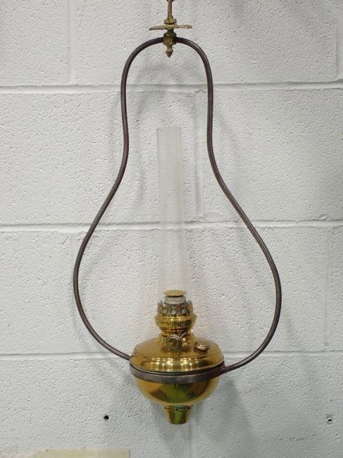 Antique Brass Hanging Kerosene Lamp (1 of 4)