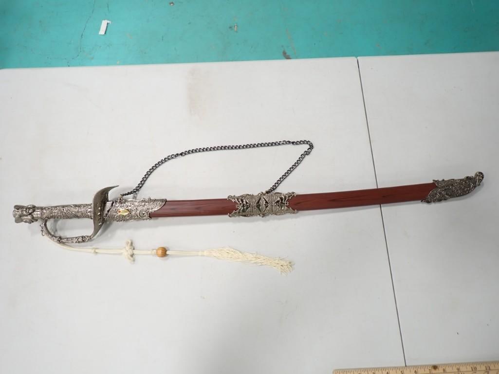 Sword with Fancy Handle and Sheath Approx 37" Total Length (1 of 8)