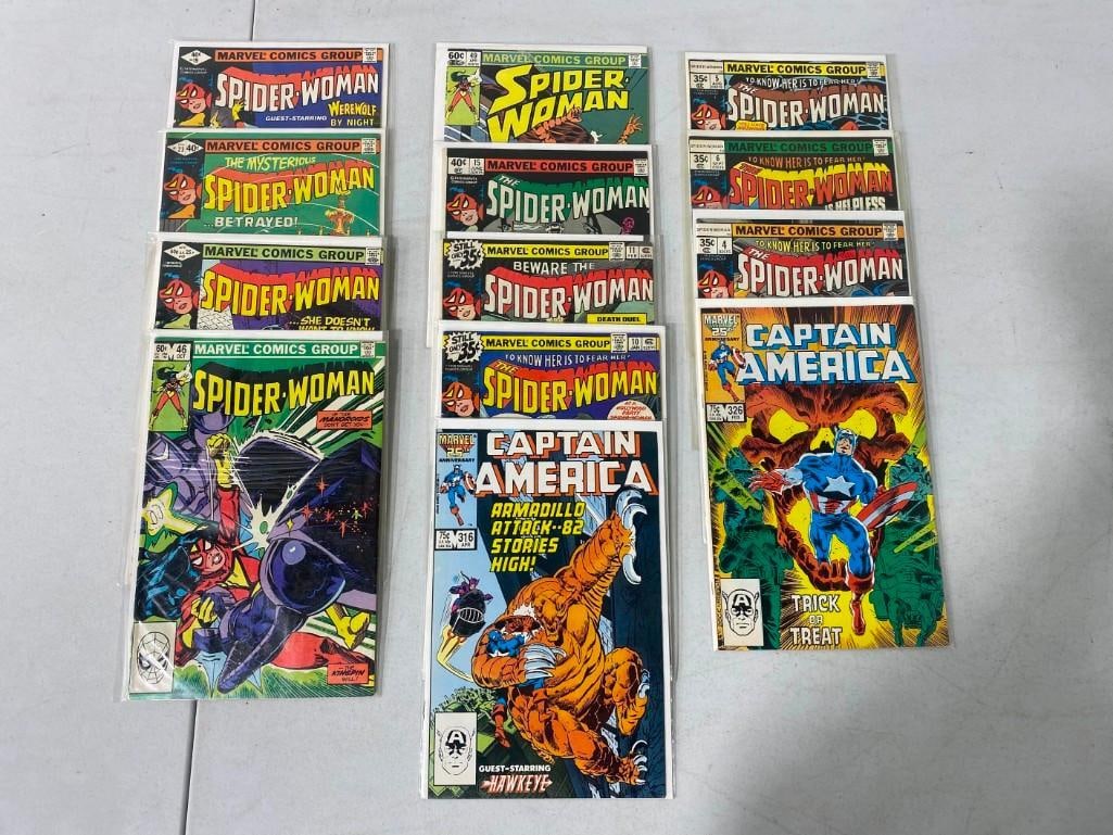 13 Comic Books incl Spider-Woman and Captain America Marvel Comics (1 of 4)