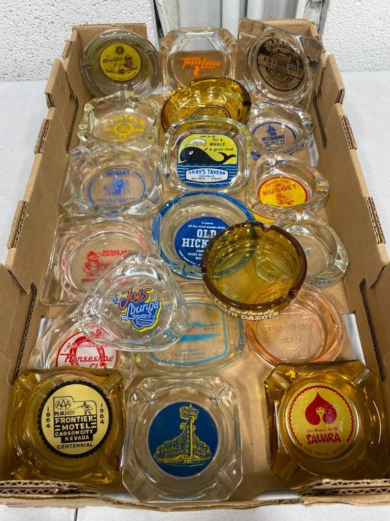 Lot of Vintage Ashtrays incl Las Vegas Casinos .  Includes The Sahara, The Sands, Frontier Motel (1 of 2)