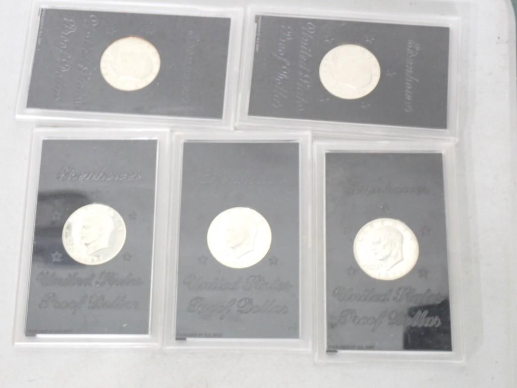 5 Eisenhower Proof Dollar Coins - 1 from 1973, 4 from 1971 (1 of 6)