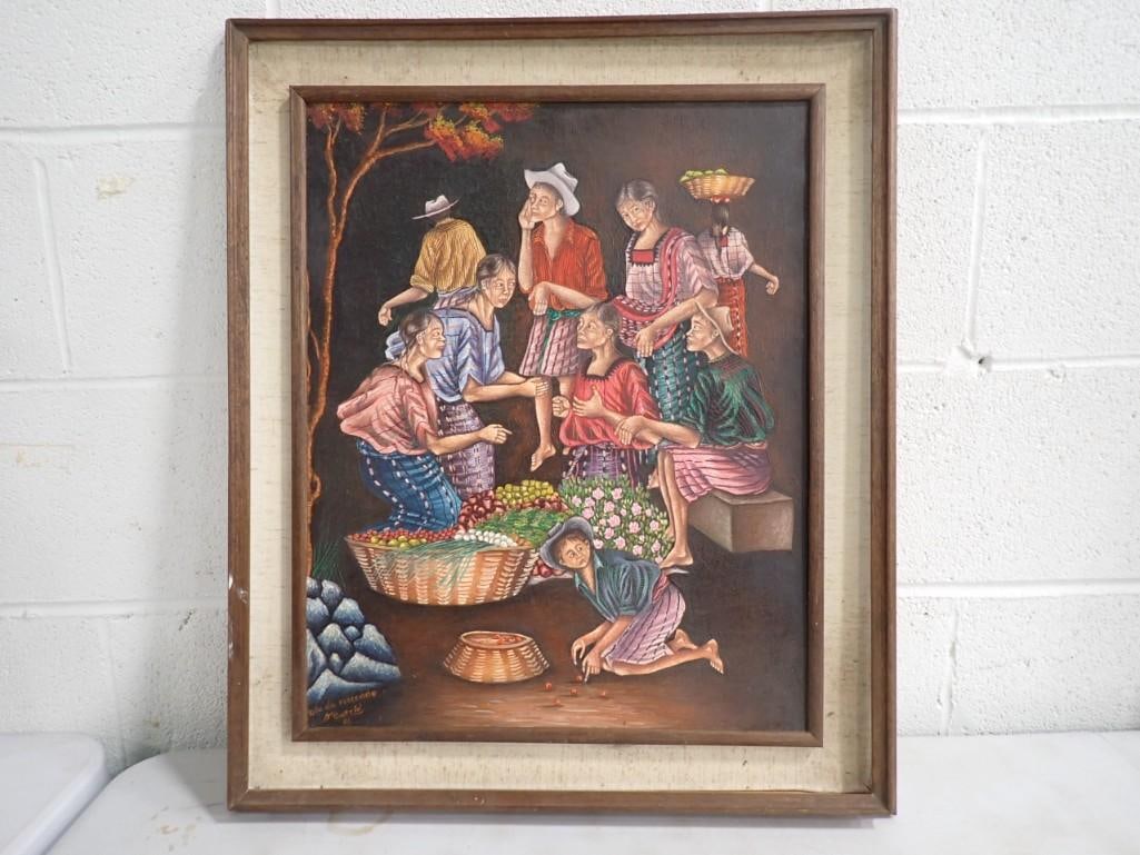 Framed Painting M. Batzin "Dia de Mercado" (1 of 4)