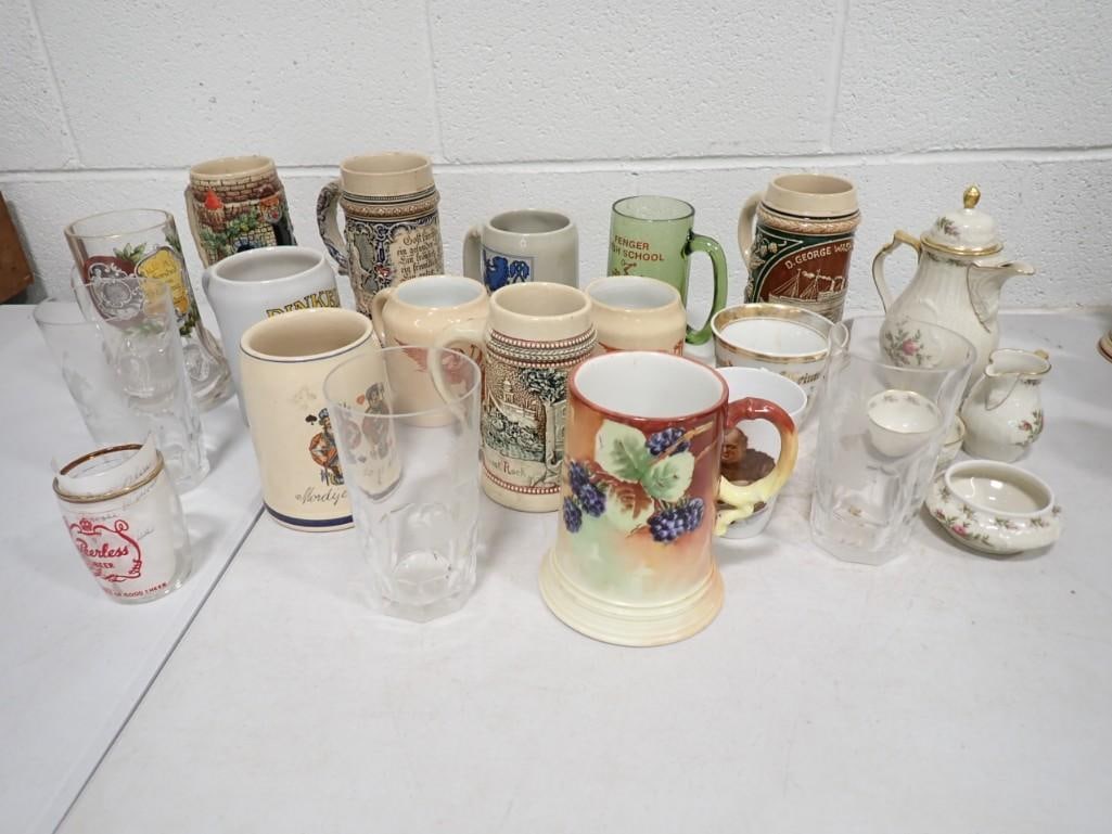 22 Beer Steins- Vintage and Antique, Plus Mugs, Glasses, Rosenthal Tea Set - mostly European, George (1 of 12)