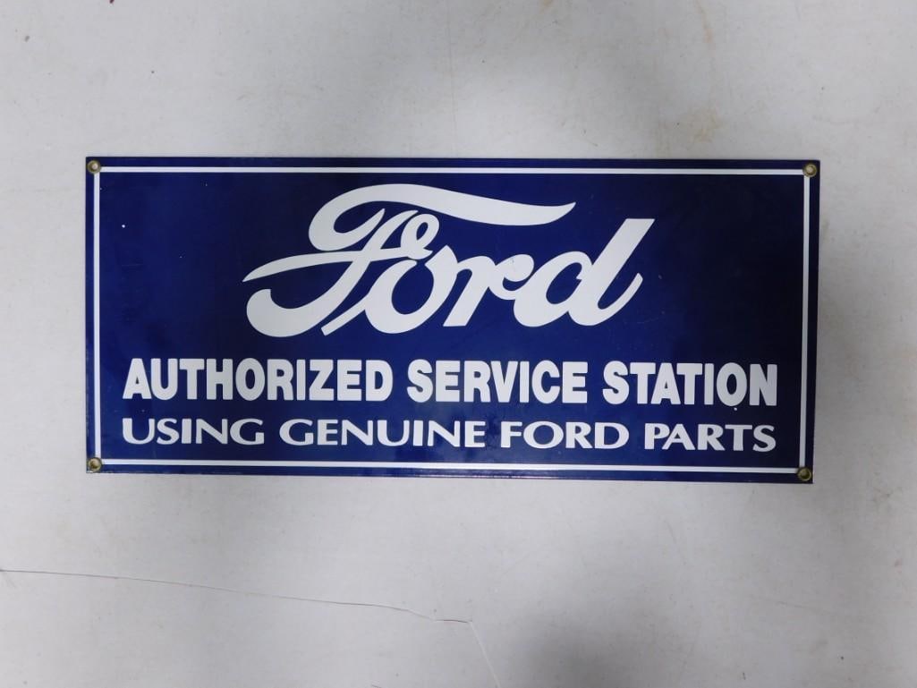 A Rectangular Ford Authorized Service Station Enamel Sign Approx 8" x 18" (1 of 2)