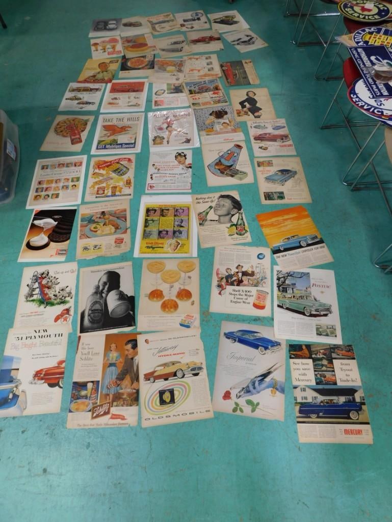 Collection of Vintage Printed Advertisements incl Mobilgas, Lucky Strike, Mars Milky Way, Carnation, (1 of 12)