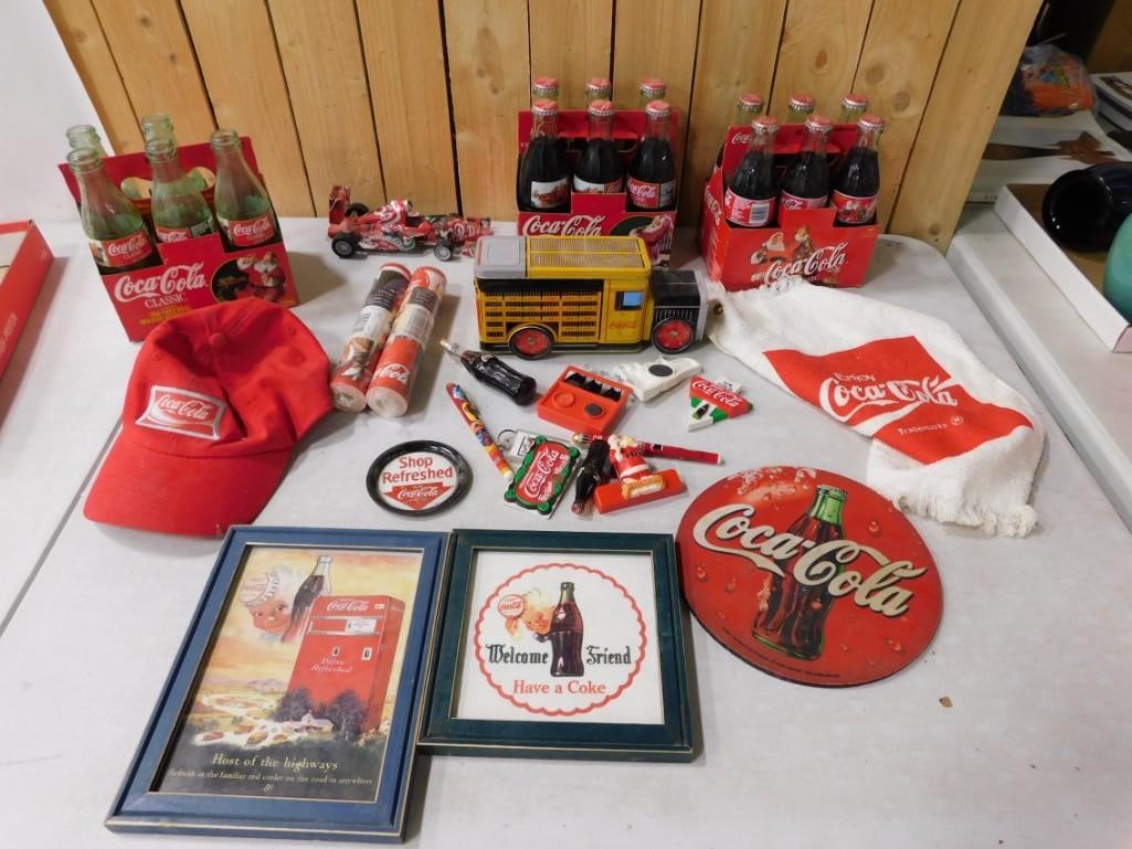 Coca Cola Lot incl 2 Rolls of Wallpaper Border, Truck Tin, Magnets, Racecar Made from Cans, (1 of 8)