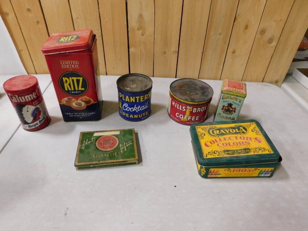 Collection of Tins : Planter's Peanuts, Crayola, Droste's Cocoa, Hills Brothers Coffee, (1 of 8)