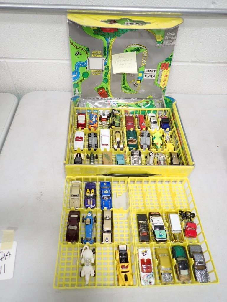 Lot of Assorted Toy Cars including Johnny Lightning, Hot Wheels in a Matchbox case (1 of 8)